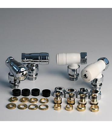 Kit with valve thermostatic and Angled lockshield valve square and copper and multilayer connection