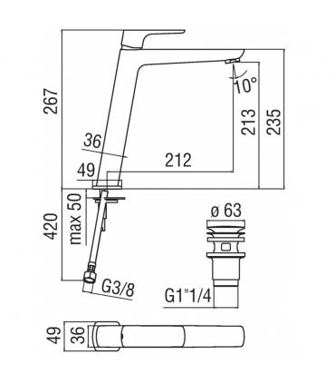 Mitigeur haut pour lavabo monotrou Nobili acquaviva