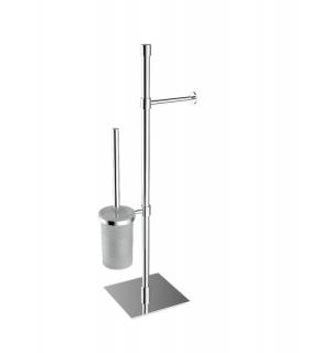 Stand, Lineabeta, collection Rampin, model 51193, with paper holder and toilet brush holder, chromed brass