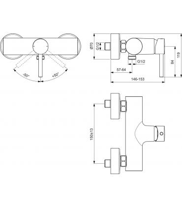 External mixer for shower IDEAL STANDARD Ceraline series art.BC200