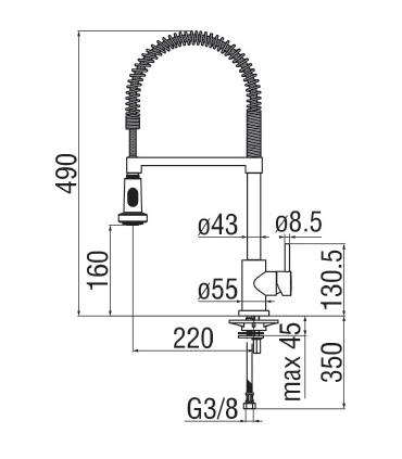 Kitchen mixer with hand shower with 2 jets swivel, Nobili collection Live LV00300/3