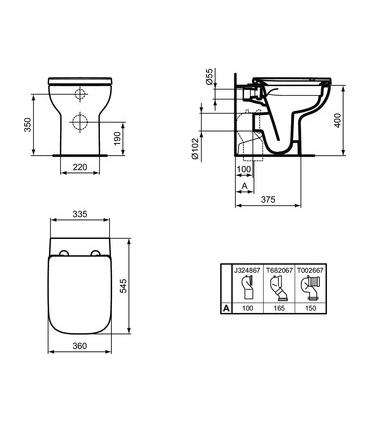 Toilette sans bride adossée au mur Ideal Standard I-Life T4525