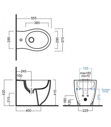 HATRIA OPEN bidet back to wall single hole hidden screws PURE FIX collection Le Fiabe