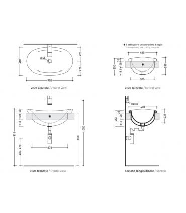 Ceramica Flaminia built-in washbasin Io series art. IO4275