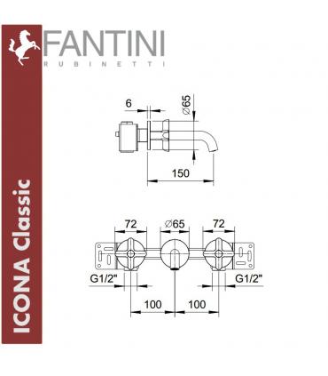 Washbasin mixer wall hung, Fantini Icona Classic