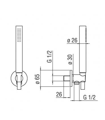 Duplex avec prise d'eau, support et flexible, chrome Nobili AD146/32