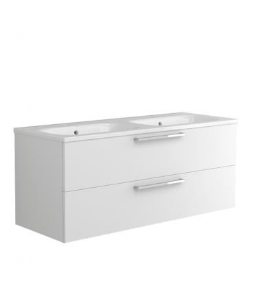 Armoire salle de bain double lavabo suspendu avec base a 2 tiroirs