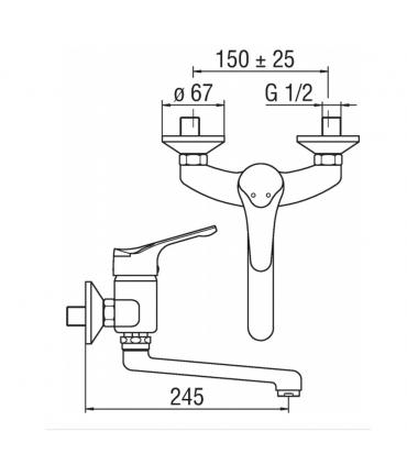 Swivel mixer wall hung for sink, Nobili time