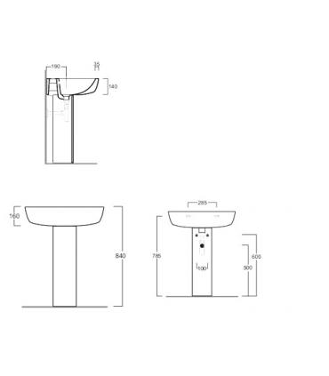 Column Washbasin, Simas collection E-Line