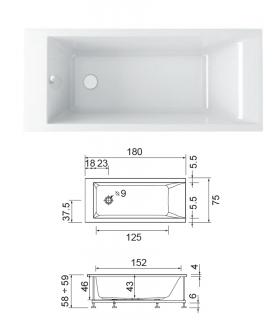 Baignoire Mode blanc sans robinet