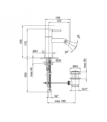 Miscelatore monoforo per bidet, Fantini Nostromo lead free art.E808F