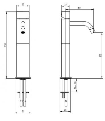 High mixer for washbasin without drain Theo Bellosta