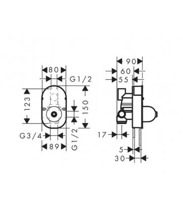 Built in part for shower-bathtub mixer Hansgrohe 31741.