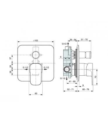 External part shower-bathtub mixer Ideal Standard Tonic 2