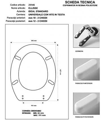 Sedile Colbam con cerniere cromo Ideal Standard Ellisse e Ellisse Piu a