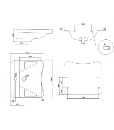 Ergonomic washbasin with space for elbows collection 130 Ponte Giulio