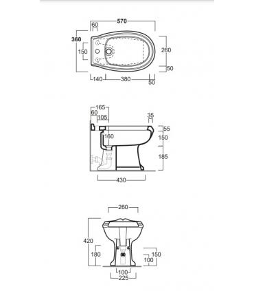 Bidet con brida a pavimento in ceramica Simas arcade ar823