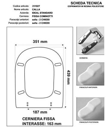 Sedile Colbam con cerniere cromo Ideal Standard Calla 281027B