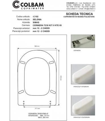 Sedile Colbam con cerniere cromo Simas Selenia 42192.