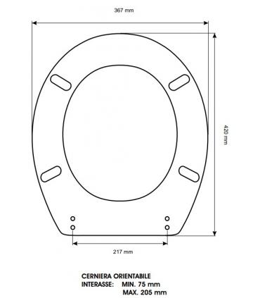 Sedile Colbam con cerniere cromo Simas Lory 42125.