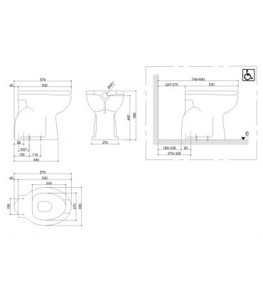 Toilet with floor drain Ponte Giulio Casual + B40CBO10