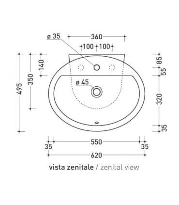 Flaminia, countertop/wall hung washbasin, dip Dp481, finishing white.