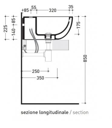 Flaminia, lavabo sur pied/suspendu, dip art.Dp481, finition blanc.