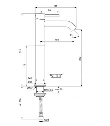 IDEAL STANDARD high mixer for washbasin without drain collection Ceraline