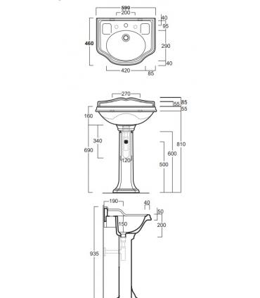 Washbasin Simas arcade wall hung con spallierwaxmic