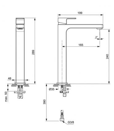 IDEAL STANDARD high mixer for washbasin without drain collection Edge