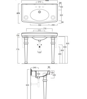 Lavabo Simas londra a parete con spalliera ceramica bianca