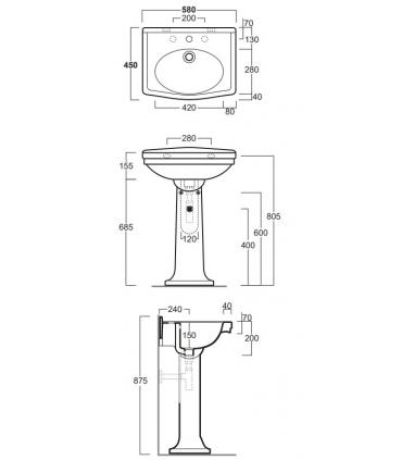 Lavabo a parete Simas collezione Londra