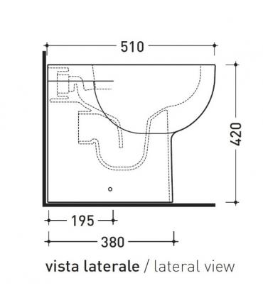 Floor standing toilet back to wall, Flaminia collection Quick Plus for renovation horizontal or vertical outlet