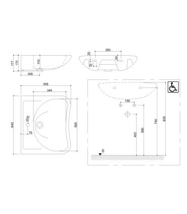 Lavabo ergonomico a parete Ponte Giulio Casual+