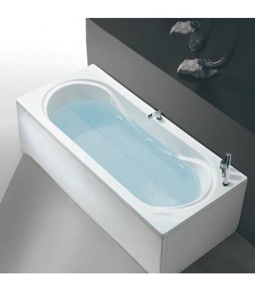 Baignoire bain à remous droit Ondaria blanc bouches chrome avec cadre