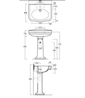 Lavabo Simas londra mural avec rebord ceramique blanche