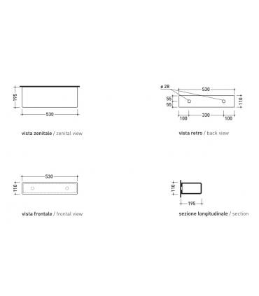 Flaminia Bathroom Shelf, In Ceramic, Brick Series, 5090 White.