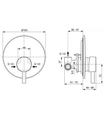 IDEAL STANDARD Ceraline series built-in bath or shower mixer