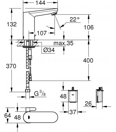 Mitigeur de lavabo Grohe Get série E article 36366001