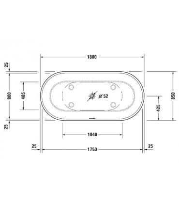 Bathtub  room center  Duravit Luv 180x85 white opaque