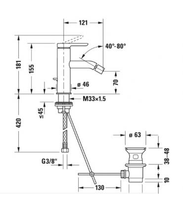 Mixer  bidet with drain  , Duravit collection  C.1