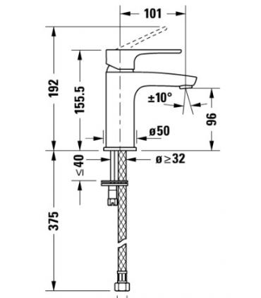 Mitigeur lavabo monotrou Duravit B.1 taglia S sans échappement