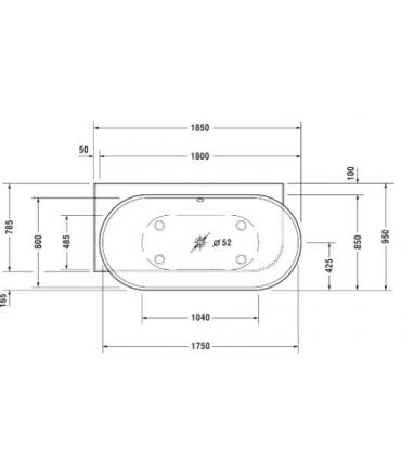 Baignoire angulaire gauche Duravit Luv avec panneaux in Durasolid