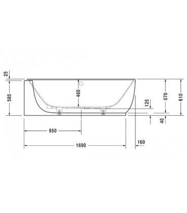 Baignoire angulaire gauche Duravit Luv avec panneaux in Durasolid