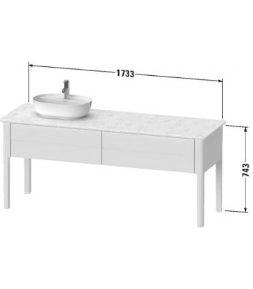 Base lavabo sur le sol pour lavabo à gauche, Duravit collection Luv 2 tiroirs