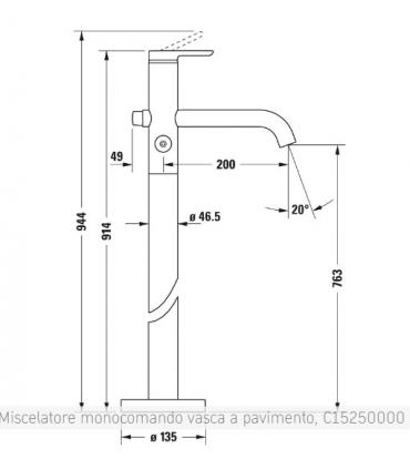 Miscelatore vasca a pavimento Duravit, serie C.1 solo parte esterna