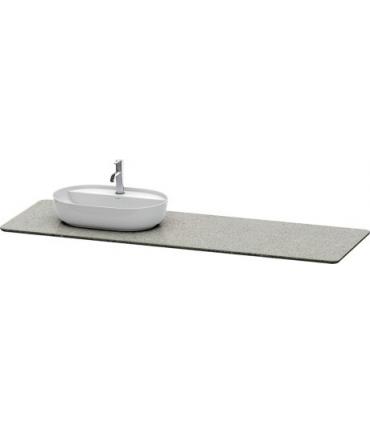 Top consolle for washbasin  asymmetrical left, Duravit Luv in recomposed quartz