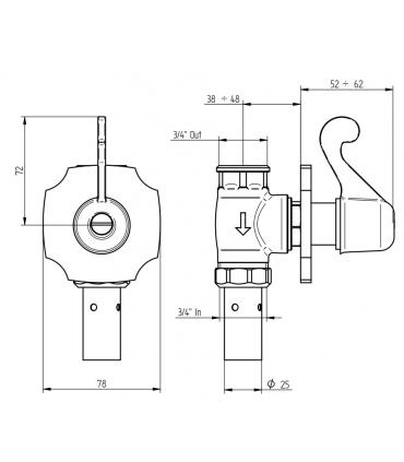 Passo rapido scarico wc piastra classic, Bellosta serie Pascal art. 1040/k/e