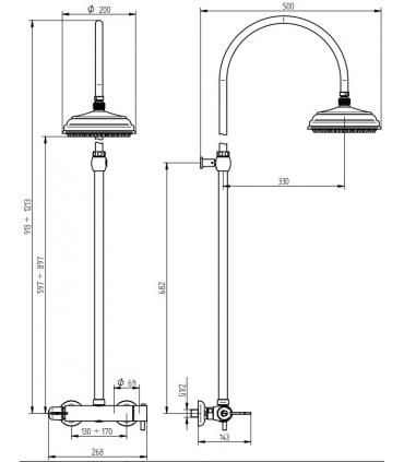 Colonna doccia termostatica, Bellosta serie Pascal art.1011 4A