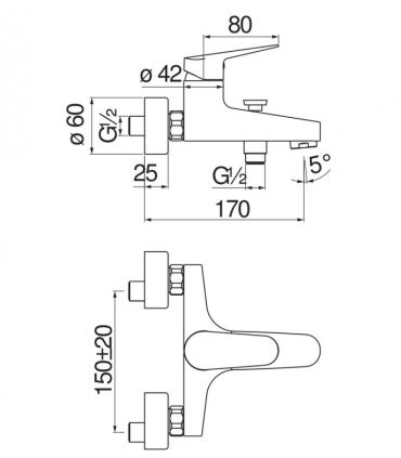 Mixer  external  bathtub -shower Nobili series  Blues